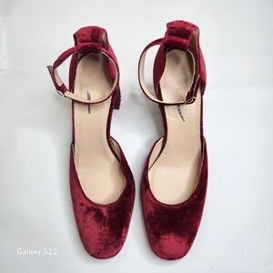 J.Crew Maisie Crystal Jewel Embellished Studded Velvet  Ankle Strap Heels Sz 10